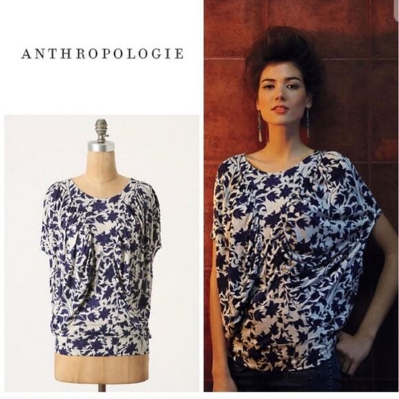 Anthro The Podolls Two Rivers Floral Drape Front Top - Picture 1 of 5